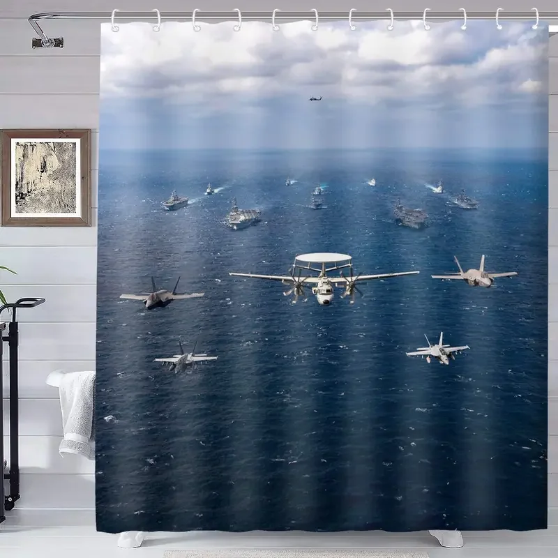 Warcraft Deck Jet Fighter Shower Curtain pre vojenské fanúšikov