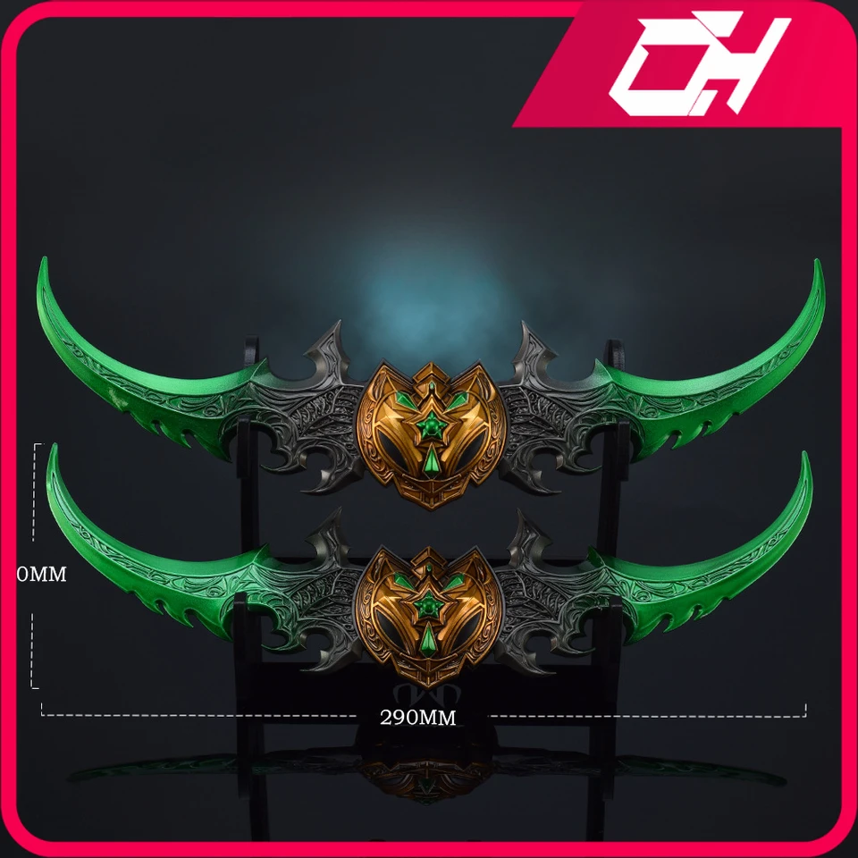 Warcraft Game Weapon Warglaive z Azzinoth Illidan 29cm Metal Anime Game Katana Samurai Sword Weapon Model Crafts Darček hračky