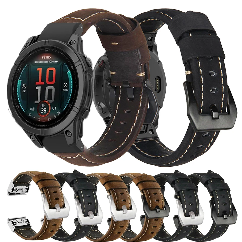 WatchBand for Garmin Fenixe 8 47 51 mm E 7 7x 6 6x 5 5x/epix pro/enduro 3 Quaitx QuickFit 226 mm kožený silikónový popruh náramok