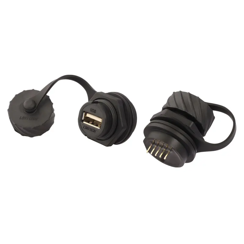 Waterproof M20 Industrial Quick Bajonet Connect USB2.0 Data Adapter USB Connector pre počítačový nákladný automobil kryt