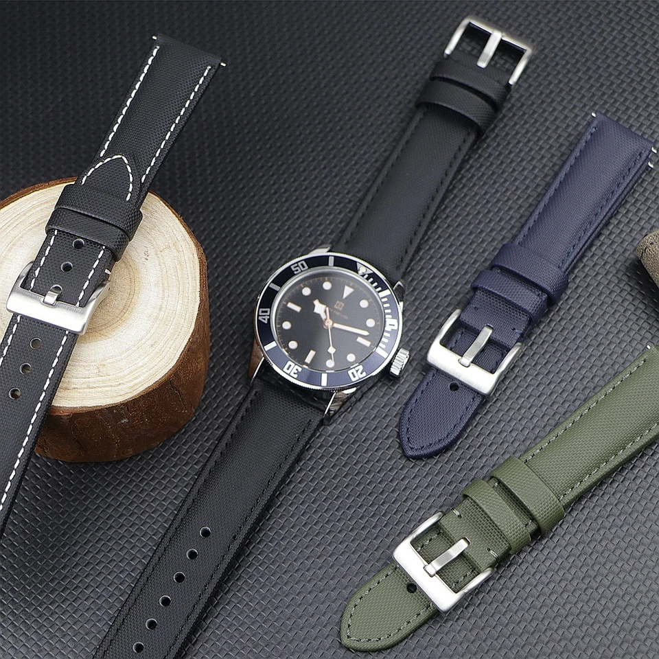 Waterproof Sailcloth Watch Band+kožené hodinky remienok 18 mm 19 mm 22 mm 22 mm rýchle uvoľňovanie textilných hodiniek zápästia zápästia