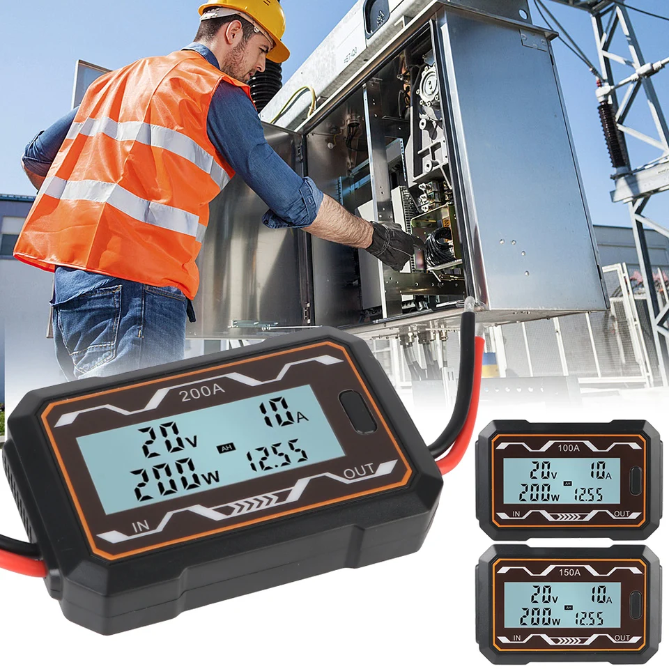 Watt Meter Digital DC Power Analyzer DC DC napätie prúdu testera batérie Analyzátor 100a/150a/200a LCD podsvietenie 0-60V