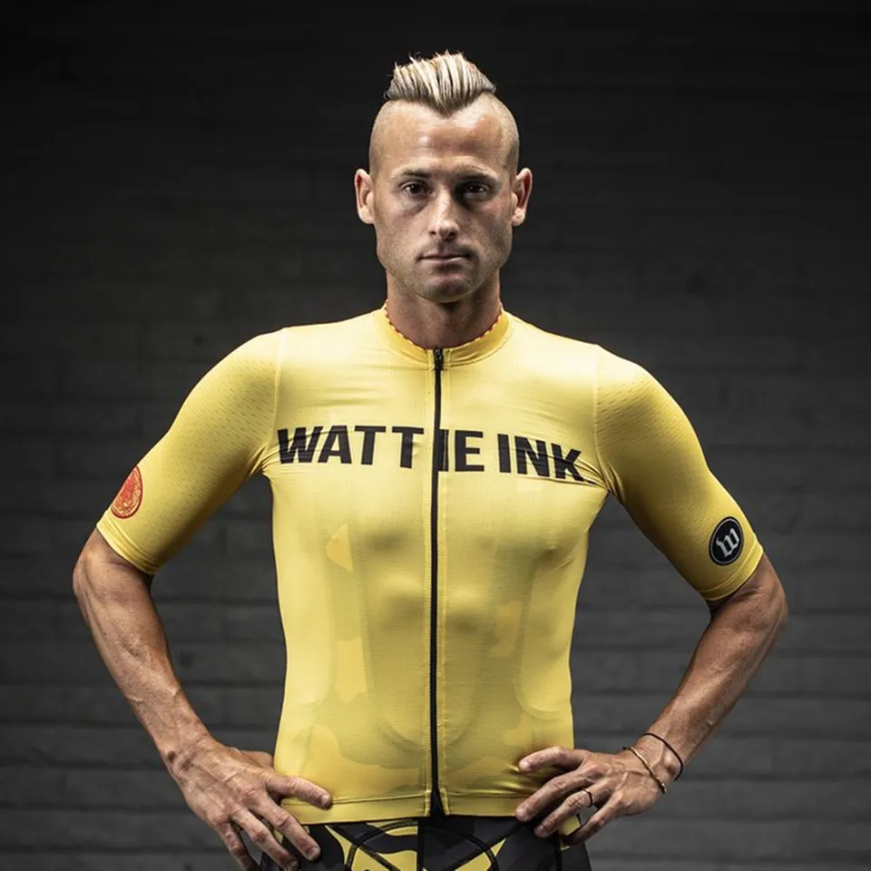 Wattie atramento mužov s krátkym rukávom Cycling Jersey košeľa vysoká priedušná tkanina rýchly suchý dres triatlon Top maillot ciclismo