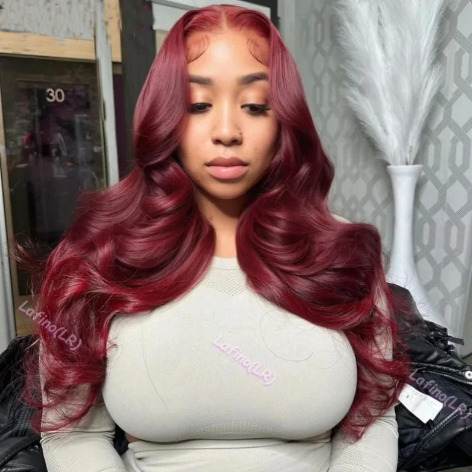 Wave Wave Wig Burgundsko 99J Lace predná parochňa 13x5 HD Čipka Čelná parochňa ľudské vlasy vopred červené červené parochňa pre ženy 200 hustoty