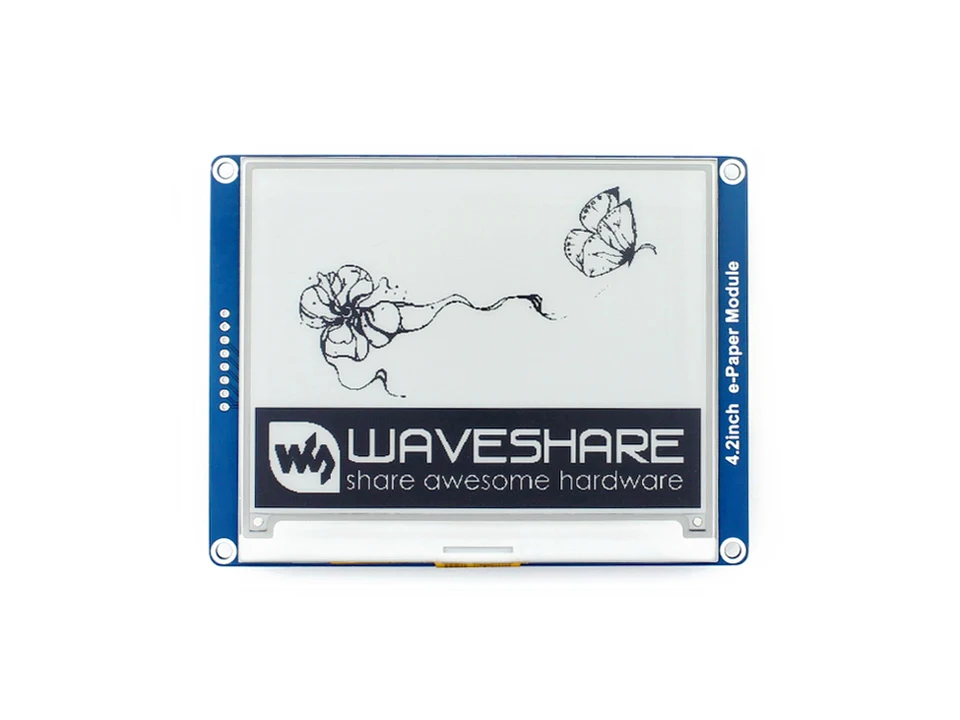 Waveshare 4.2''e-Paper, 400x300,4.2inch El-Ink Display Modul, farba displeja: čierna, biela. Žiadne podsvietenie, širokouhlý uhol, SPI Interace,