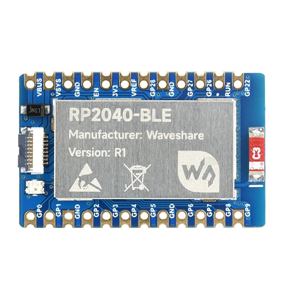 Waveshare RP2040-ble Microkontroller Bluetooth Development Board Dual-Mode Bluetooth 5.1 FPC 8pin port Multifunkčný GPIO GPIO