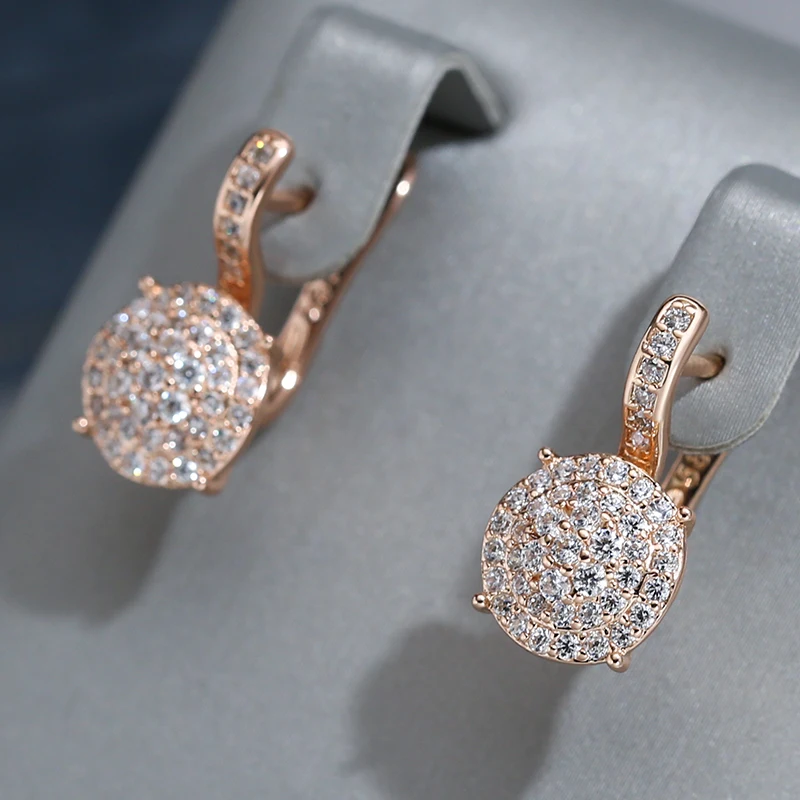 WBMQDA Plné náušnice zirkónovej kvapky pre ženy 585 Rose Gold Color Luxusná svadobná strana jemné šperky doplnky