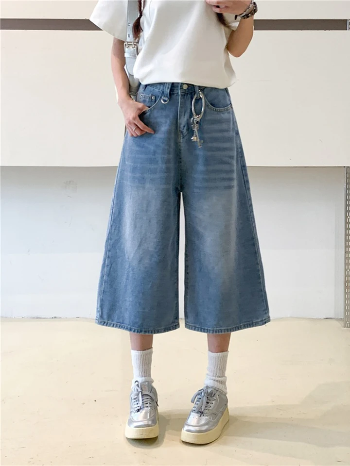WCFCX Studio Summer New American Retro High Waist Jeans Baggy Rage Pants Fashion univerzálne široké džínsy