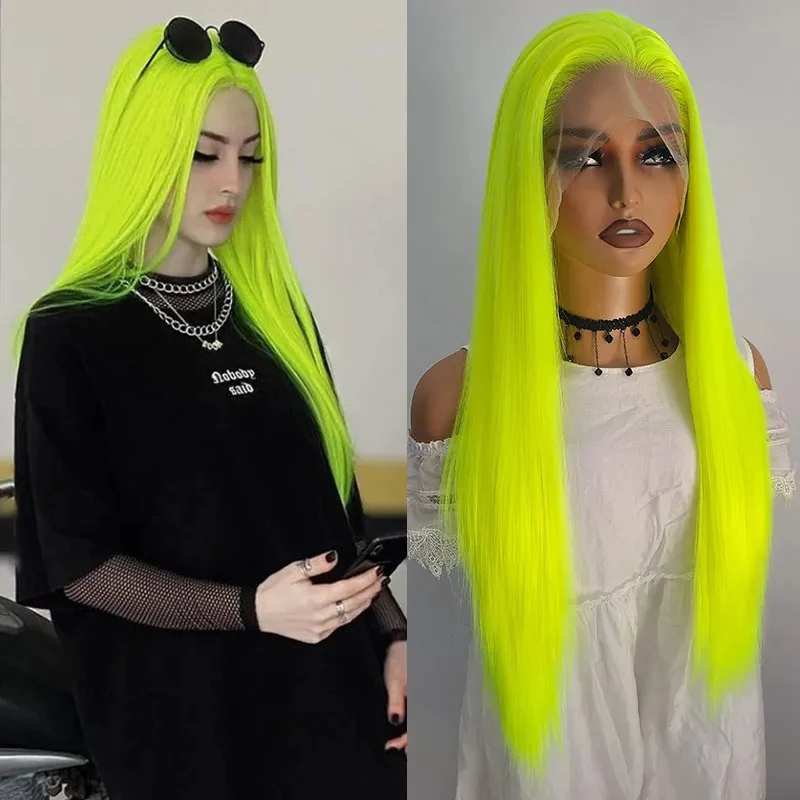 Webster Dlhá rovná syntetická čipka predné parochne Parochne prírodovedecké tepelne odolné voči vláknitému čipkovaniu parochne pre ženské party Cosplay Party