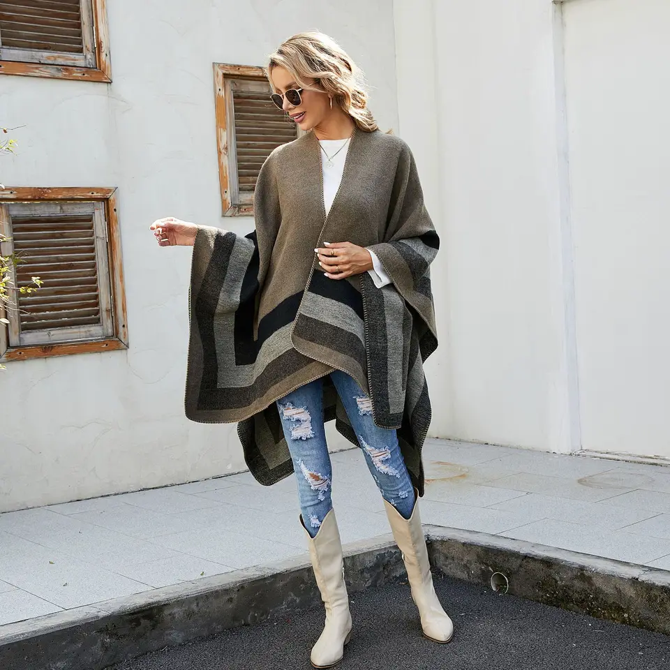 Wehello-Bohemian štýl teplý zimný cestovný pruhovaný kockovaný vzor Imitácia Cashmere Shawl Hot Predaj jesenný a zimný štýl