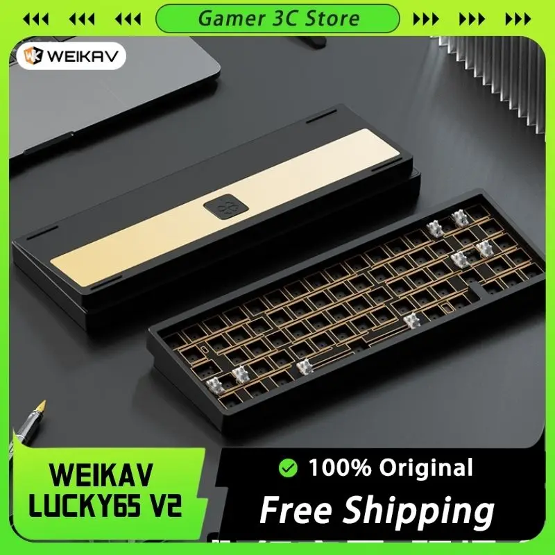 WEIKAV LUCK65 V2 3-režim MECHANICKÁ KESTNÁ KAPY SPITION Prispôsobenie USB/2,4G/Bluetooth Hotswap Struction RGB Gaming Hering Keyboard