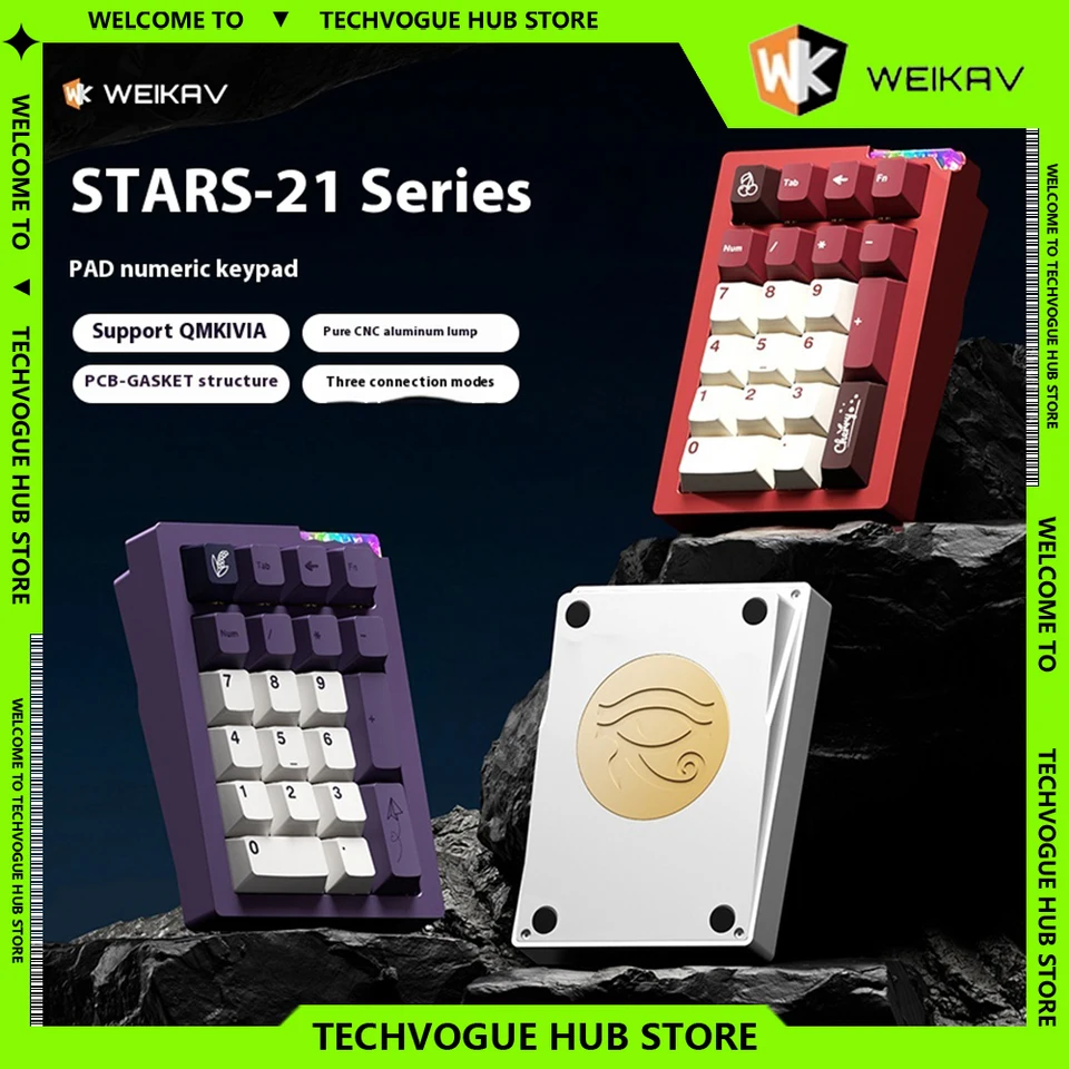 Weikav Stars21 Numpad Kits Kits Wireless Mechanical Keypad RGB Hot Swap Troj režim Hliníkové súpravy Herná klávesnica E-Sports Prispôsobiť