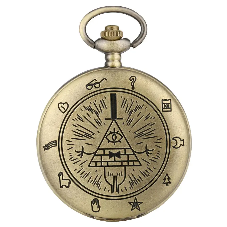 Weird Town Triangle Devil Pyramíd Pattern Quartz Pocket Watch Náhrdelník Reťaz oka Providence Free-Mason Men Fob hodinky Darčeky