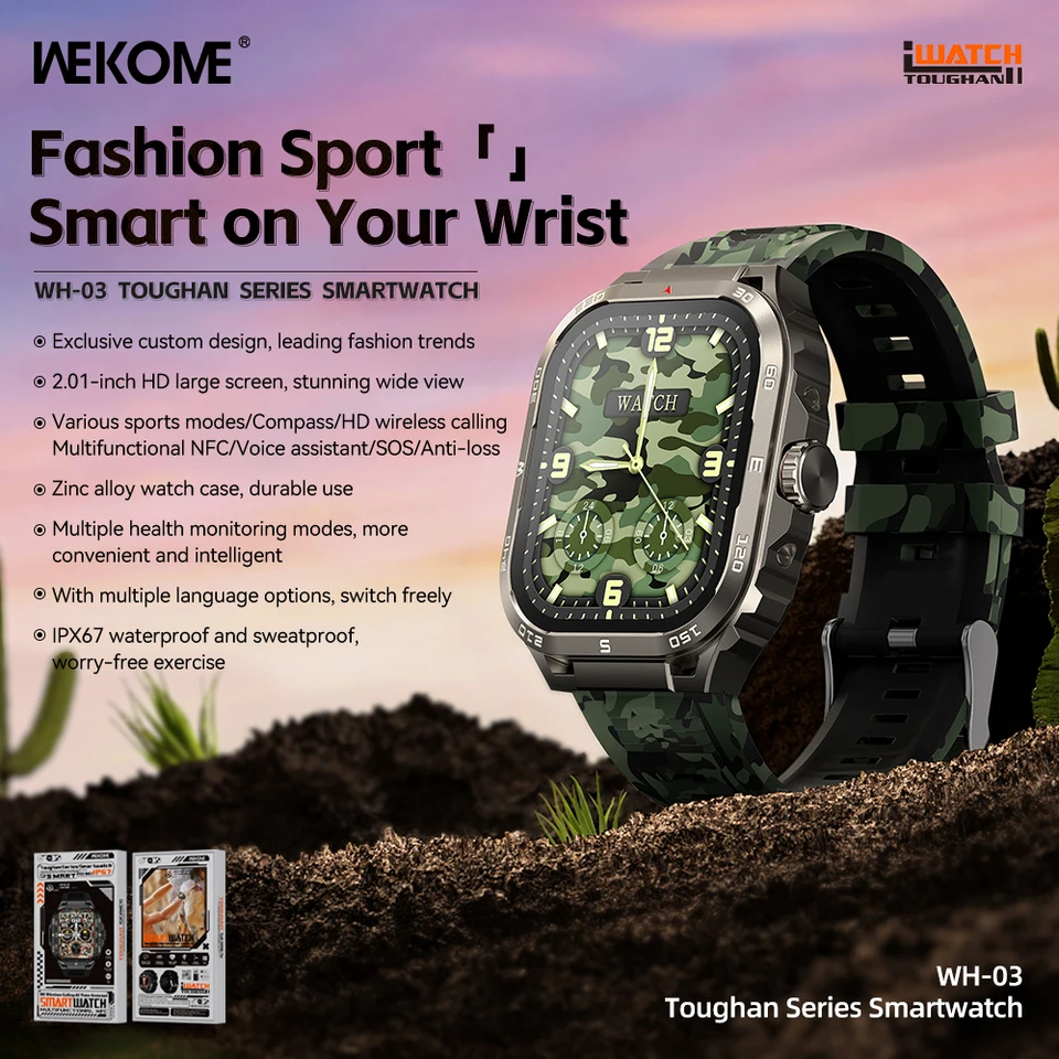 Wekome Sleeping Monitoring Smart Watch Blood Oxygen True Blood Fture Meter Krok Monitorovanie NFC Bluetooth Call Sports Watch