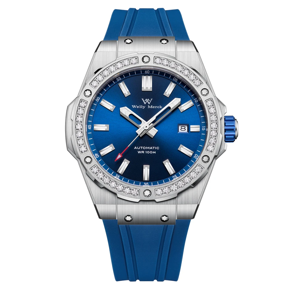 Welly Merck Automatické mechanické hodinky z nehrdzavejúcej ocele 42 mm zafírové hodinky hodinky Reloj Hombre Business Watch