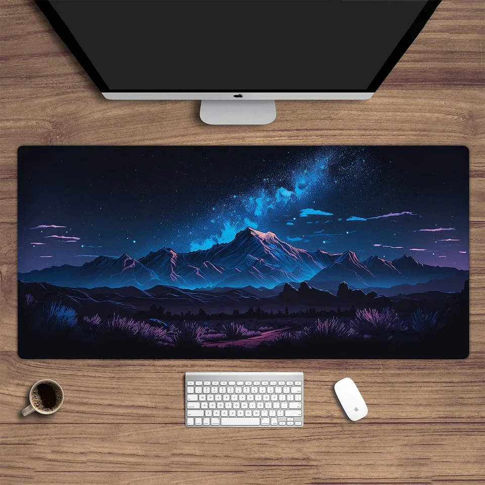 Western Mountain Night Blue Aurora Game Desk inštalácia počítačového stola Muž vynikajúca hra Mouse Pad Mountain Lover Estetic