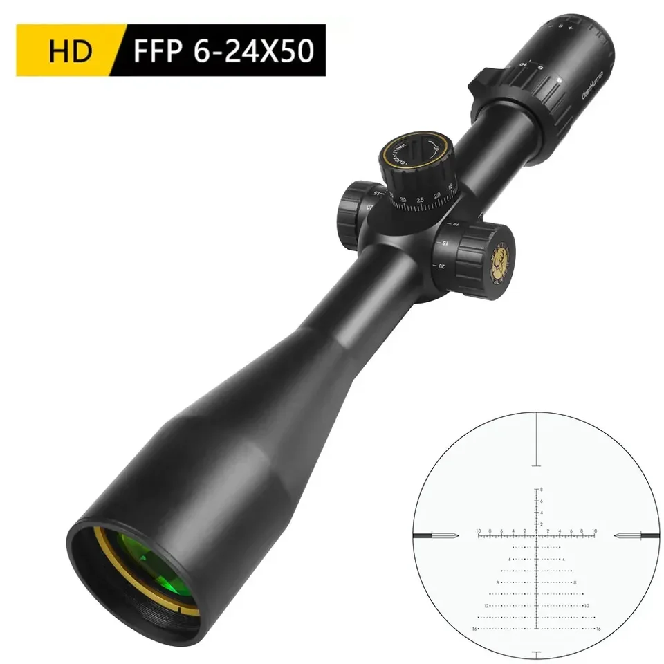Westhunter HD 6-24x50 FFP Prvé ohniskové poľovníctvo Side Side Paralalax Riflescope Dlhé vzdialenosť Tactické optické pamiatky pre AirGun