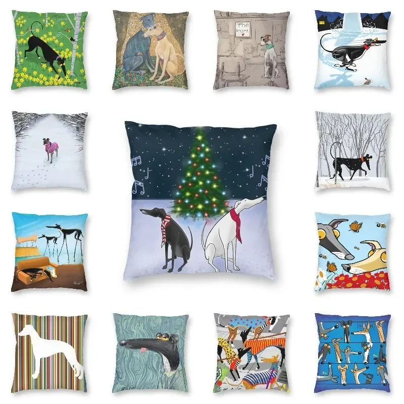 WHIPPET SIHTHOUND DOG CUSHION CRACK 40X40CM DOMÁCNA DEOBORT TLAČ