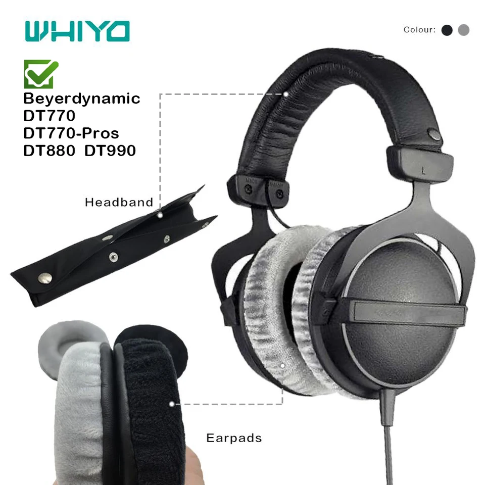 Whiyo mäkké zamatové náhradné uši čelenky pre beyerdynamic dt770 DT880 DT990 PRO slúchadlá vankúšiky slúchadla slúchadla earmuff