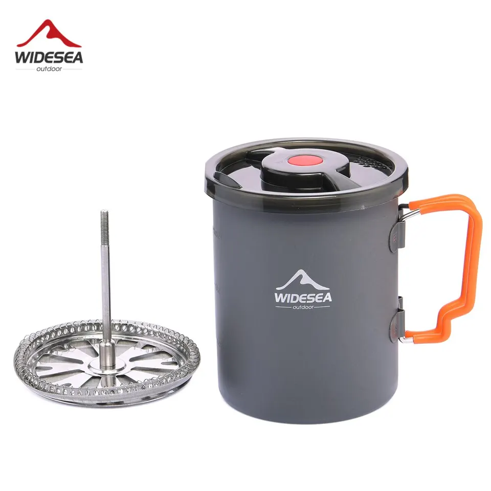 Widesea Camping Coffee Pot s francúzskym lisom vonkajším šálkou hrnčeka na turistiku