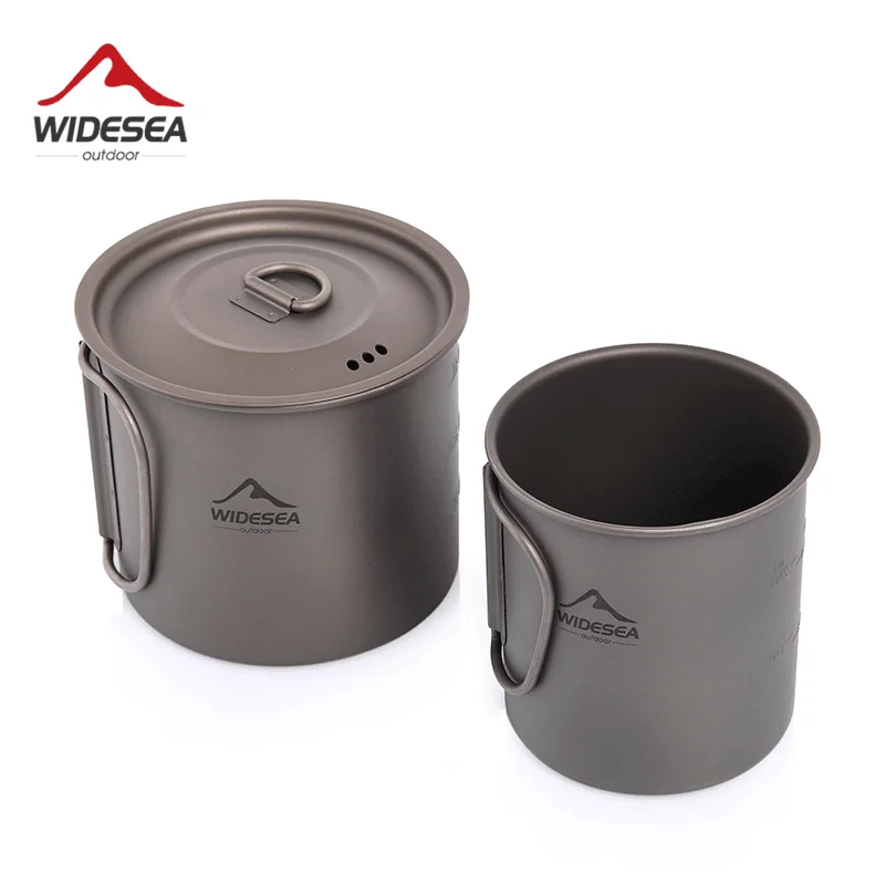 Widesea Titánový hrnček Camping Cup Turist Turisk Picnic Pitnils outdoor kuchynské vybavenie Cestovné varenie sada Coachware turistika