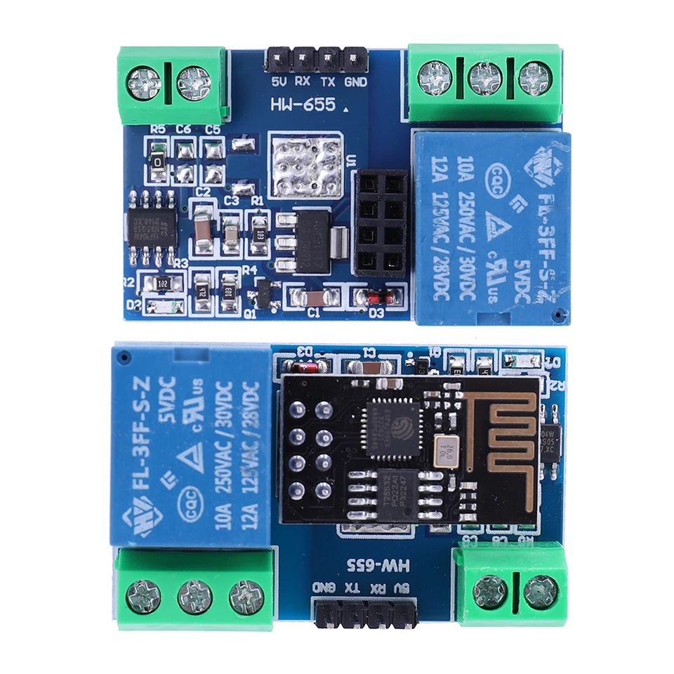 WiFi relé 5V inteligentné domáce mobilné mobilné telefóny Aplikácia Diaľkový prepínač bez/s ESP8266 TX RX GMD Serial Port Lading Pins
