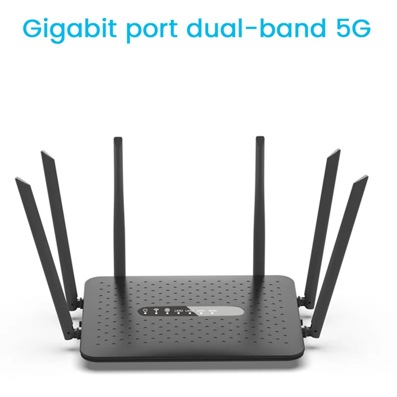 WiFi Router Gigabit Wireless Router 2.4g/5G Duálny pás WiFi WiFi Router so 6 anténami WiFi Repeater Signál Amplifier-Black