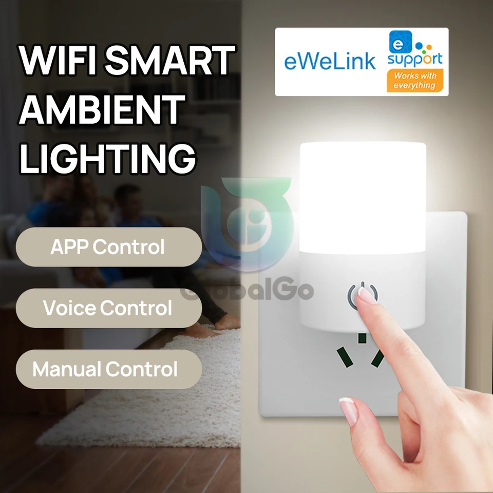 WiFi Smart 7 Colors Ambient Night Light Eu Plug AC 110-220V Ewelink App App diaľkové ovládacie prvky ovládanie hlasového ovládača Smart Home Smart Home