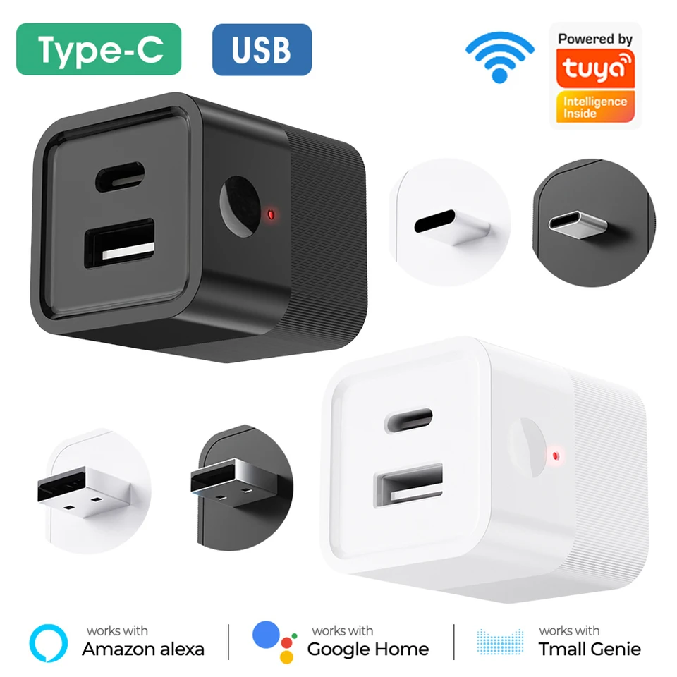 WiFi Smart Type C USB Adapter Switch Načasovanie USB napájacieho adaptéra nabíjačka