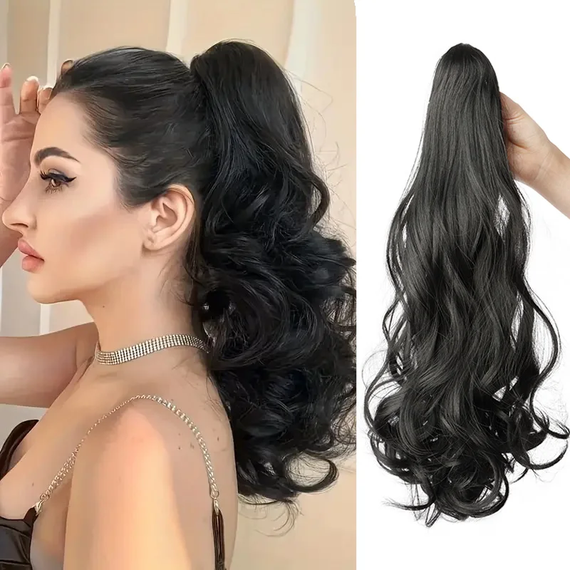 Wigsin 20inch Syntetické dlhé kučeravé cul cap pazúry v cykli predĺženia vlasov pre ženy pre ženy bez námahy denný štýl