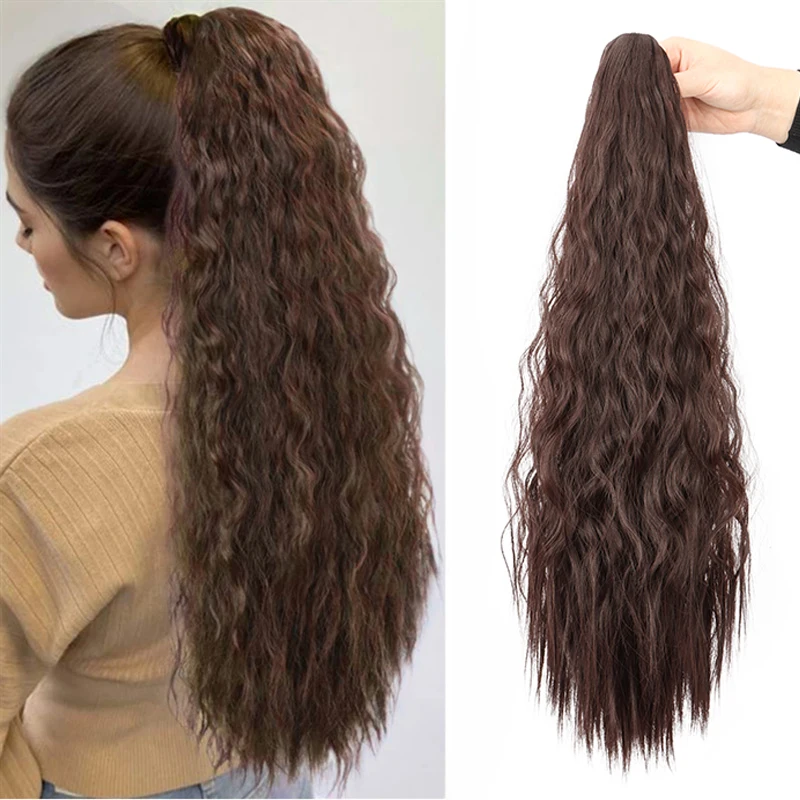 Wigsin 22inch synteitc dlhé výstredné kučeravé curly cytail predlžovanie vlasov klip clip klip nadýchaný cytail vlasy pre ženy