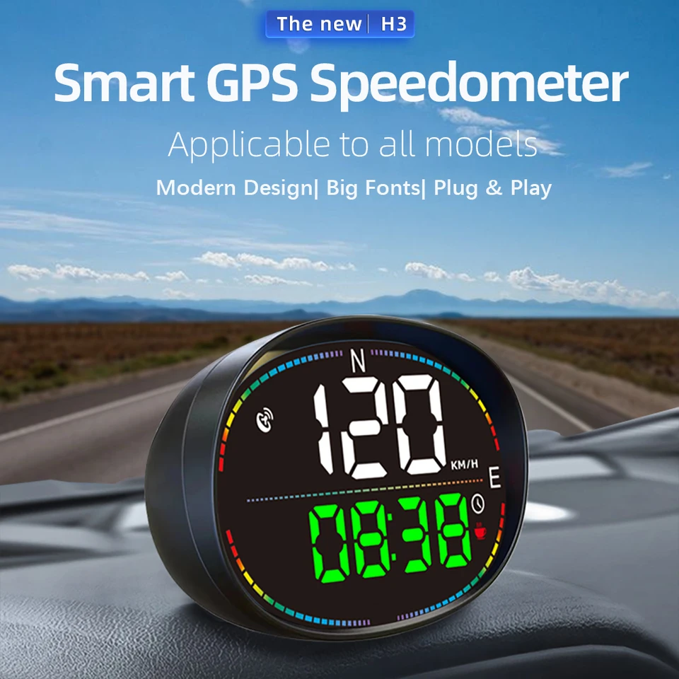 Wiiyii H3 GPS auto HUD Speedometer hlava nahor Zobrazujú viac rozhraní na palube počítačových rýchlostných gadgetov pre všetky autá pre všetky autá