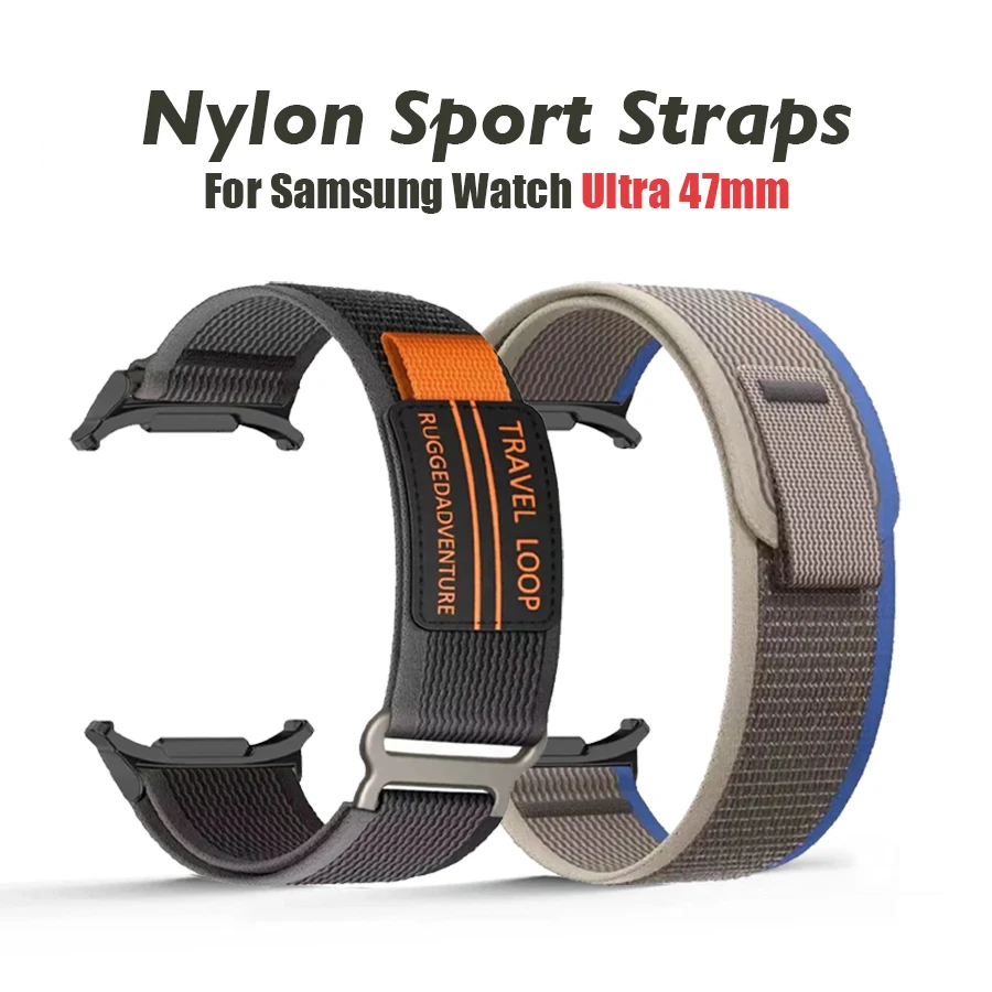 WildDiameter Nylon Strap Strap Strap Band Watch for Samsung Galaxy Watch 7 Ultra 47 mm
