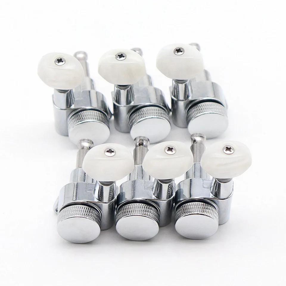 Wilkinson Jin Ho Chrome Guitar Locking Tunning PEG TUNERS HEADS W/Pearl Botton LOCK JN-P7SP z Kórey