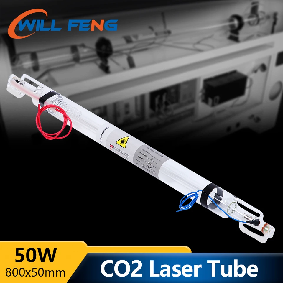 Will Feng 55W CO2 laserová trubica Dĺžka 1000 mm priemer 50 mm sklenená hlava pre 6040 7050