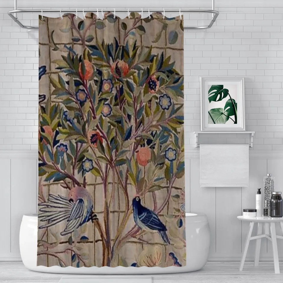 WILLIAM MORRIS KELMSCOTT TRELLIS Výšivka jedinečná dekor Moderná tkanina Kúpeľňa Sprcha záclon