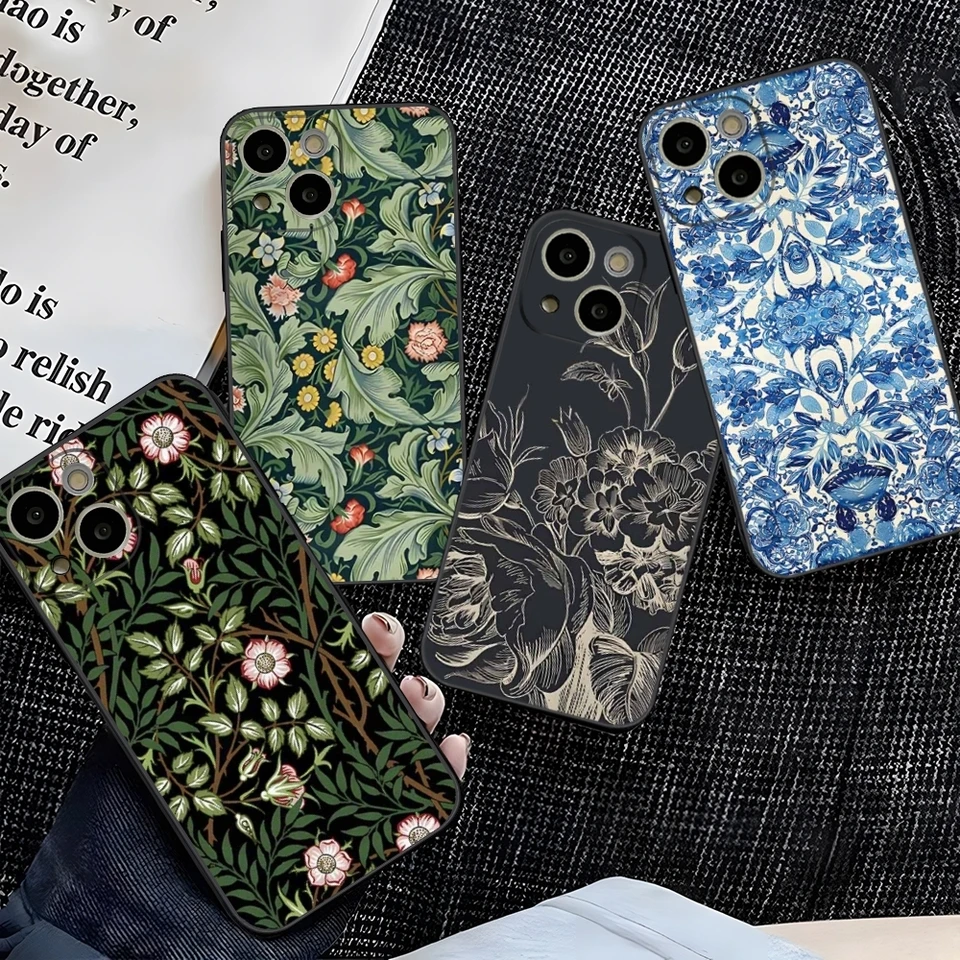 William Morris Strawberry Telefón pre 14 pro max pre iPhone 15 13 14 12 Mini 11 xr x xs Pro Max 8 6s 7 6 Plus zadný kryt