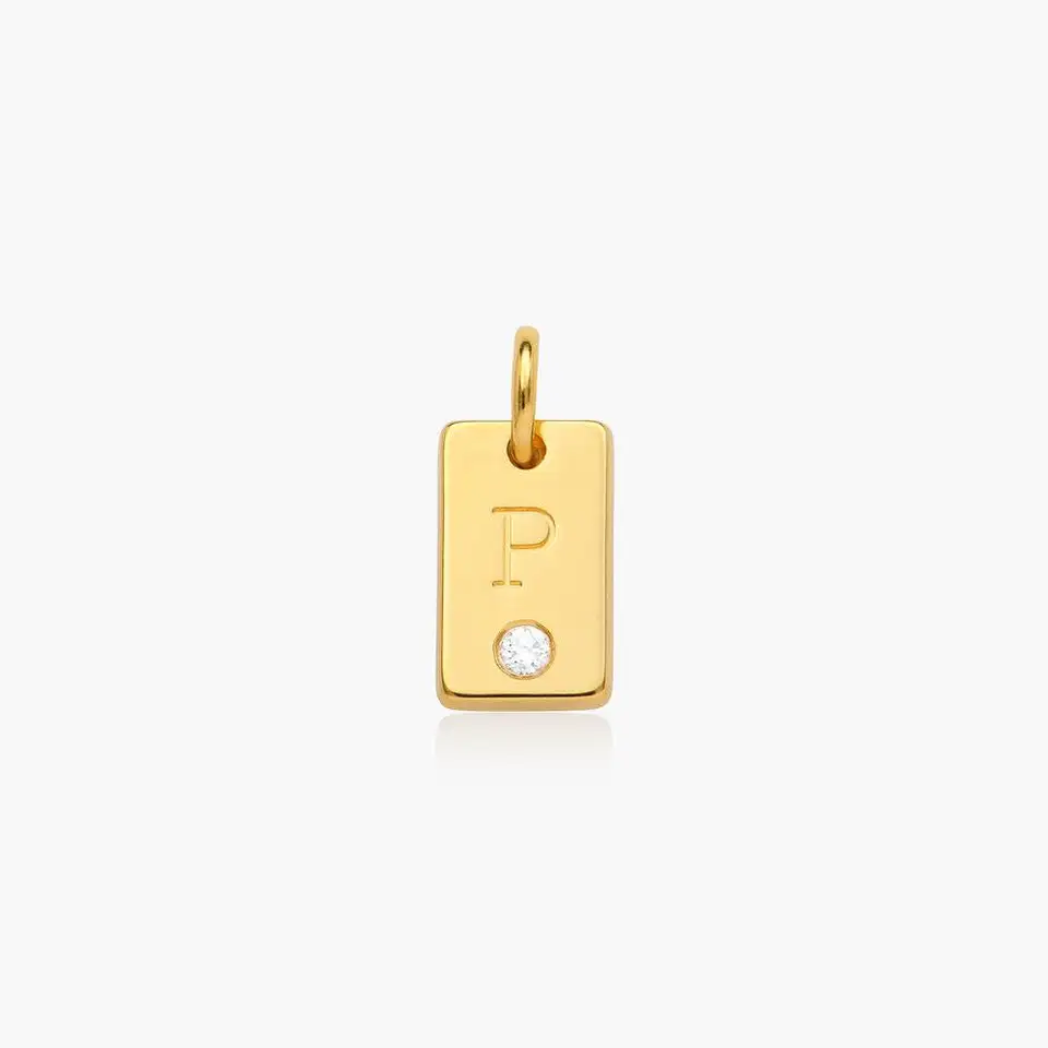 Willow Tag Počiatočný náhrdelník s diamantovým personalizovaným písmenom Zlato Zlato