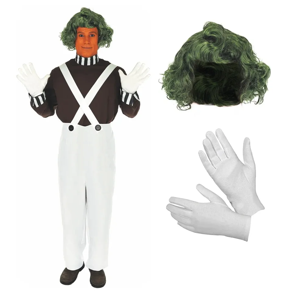 Willy Charlie Cosplay kostým uniformný čokoládový továrenský rola hraním outfit plné obleky Halloween oompa-loompa oblečenie dospelých