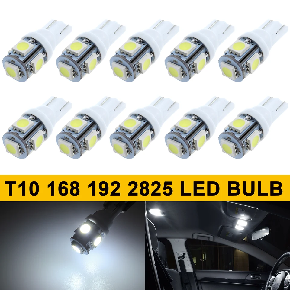 Winetis 10x 194 LED žiarovka 6000K biela 168 T10 2825 5SMD NAHRADENÉ ŽILOY pre interiérové ​​kupoly DOME DOORY SVIETIDLÁ SVETLO