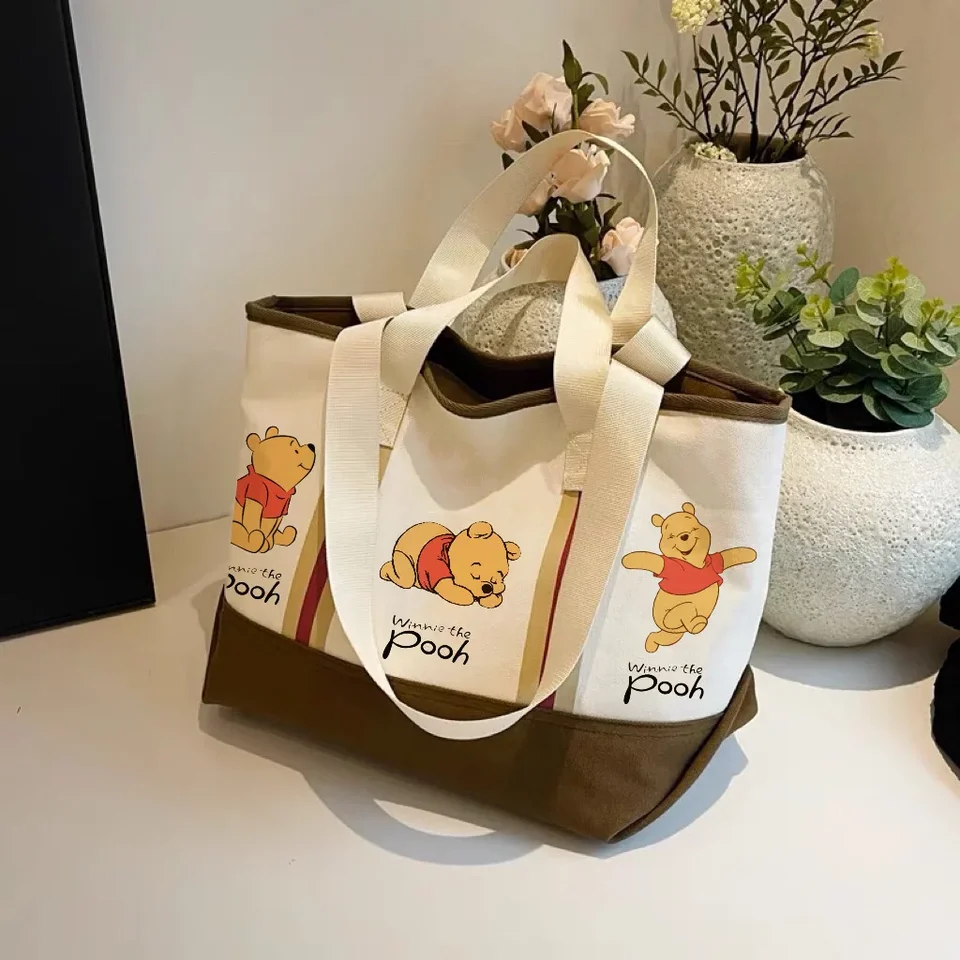 Winnie Pooh Retro Cartoon Canvas Handags veľkú kapacitu žien tote tašku