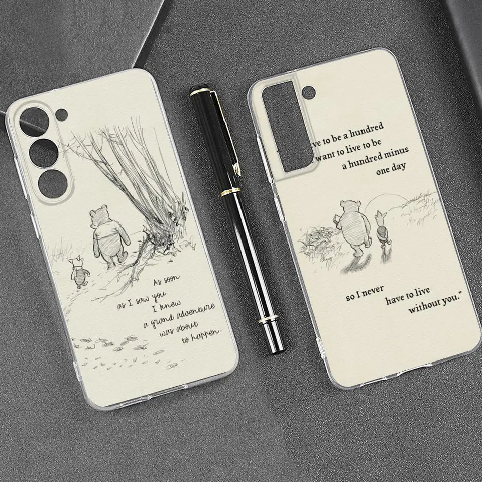 Winnie the Pooh Citácie holé puzdro pre telefón pre Samsung Galaxy S24 23 21 S20 Ultra S10 S9 Plus S24 20ultra 22Plus Transparentné obaly