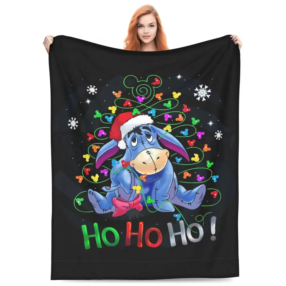 Winnie the Pooh Eeyore Hohoho na vianočné prikrývky teplé mäkké pohodlné plyšové hádzanie prikrývku pohovka flanel lôžko postele postele