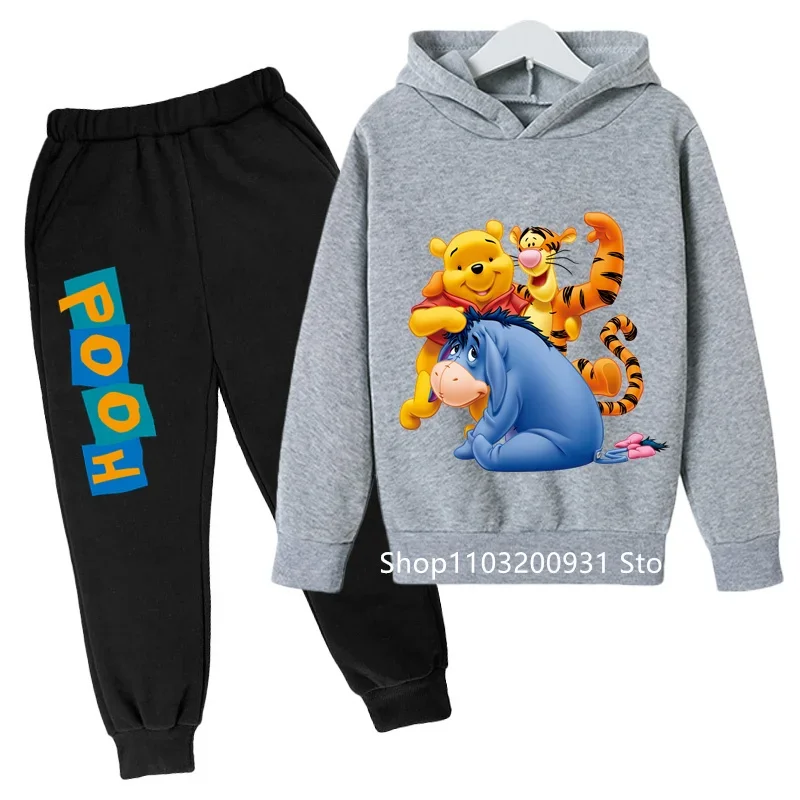 Winnie the Pooh Hoodie Set Kidssweatshirts Deti Sports Pikachu detské oblečenie vrcholy dievčat oblečenie Winnie Pú oblečenie