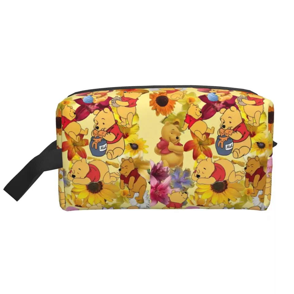 Winnie the Pooh Piglet Anime Cartoon Bag Bag pre make -up prenosné prenosné zipsové kozmetické tašky Kúpeľňa pre dievčenské organizátory
