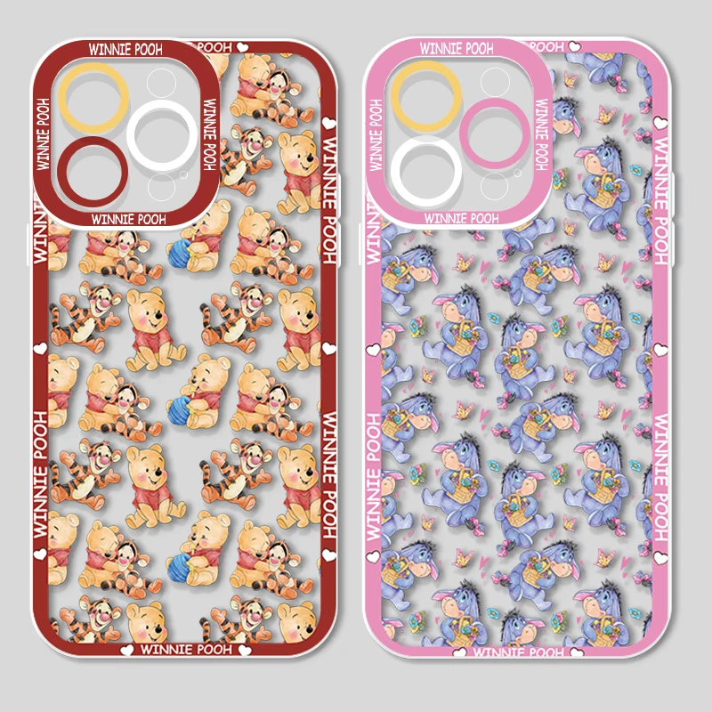 Winnie the Pooh priateľ pre Apple iPhone 15 14 13 12 11 x xr xs max 8 7 6 pro plus anjelské oči priehľadné puzdro na telefón coque capa