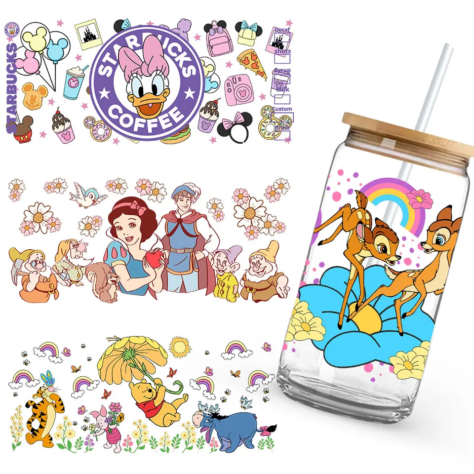 Winnie the Pooh princezná stehová hračkárska hračkárska nálepka s nálepkou UV DTF