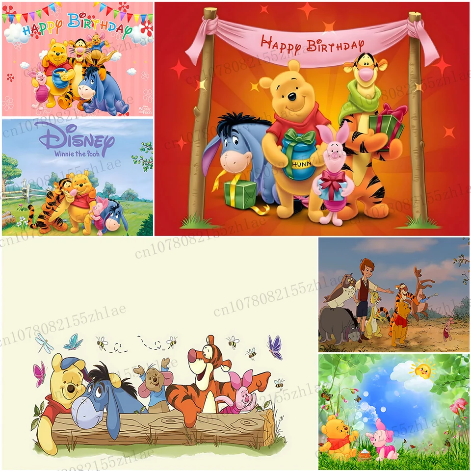 Winnie the Pú narodeninovú oslavu Photo Pozadie pre bábätká narodeninová oslava Banner Prispôsobiteľné deti Photo pozadia