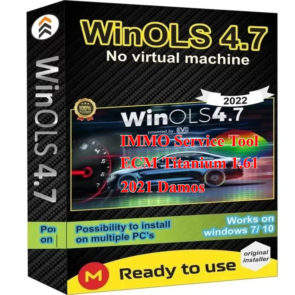 Winols 4.7 Plne aktivovaný nástroj Immo Tool Windows 7 10 11 Nie je potrebné VMware Multi-Language +2021 Damos +ECM Titanium +Immo Service Tool