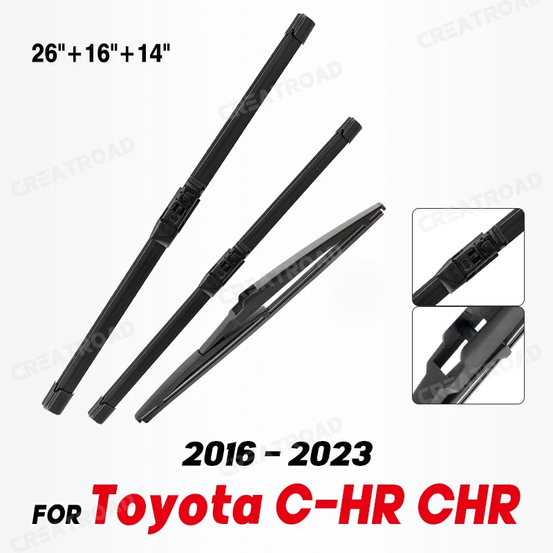 Wiper LHD predné a zadné stierače sú nastavené pre Toyota C -HR Chr 2016 - 2023 Černé sklo okna 26 